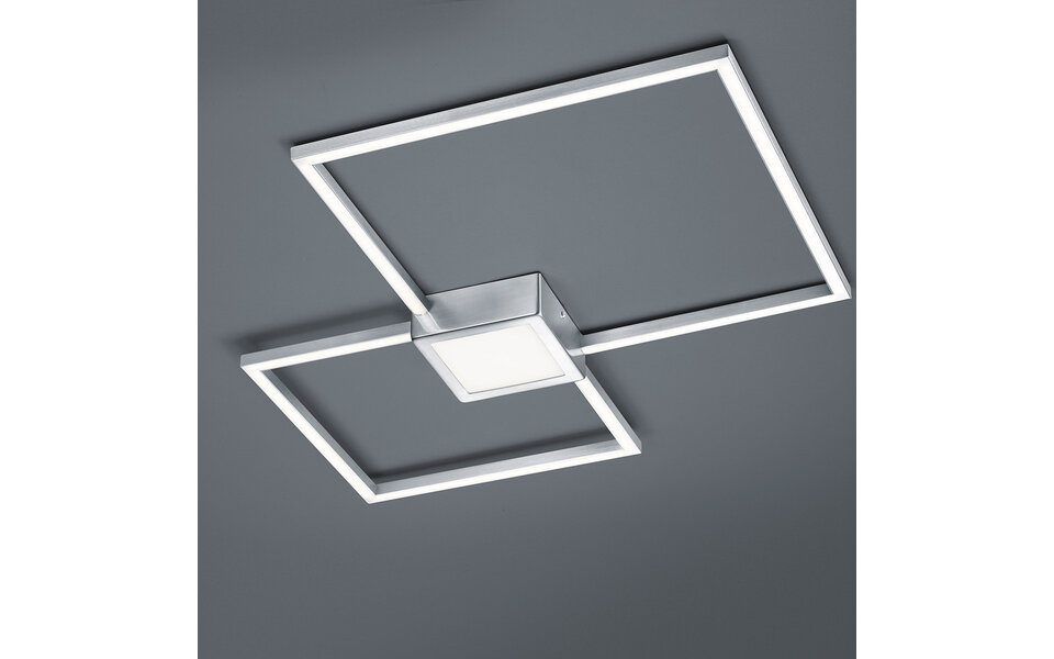 HLW LED LED Plafondlamp - Trion Hydro - 28W - Warm Wit 3000K - Dimbaar - Vierkant - Mat Nikkel - Aluminium
