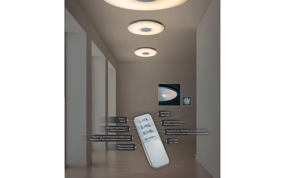 HLW LED LED Ceiling Light - Trion Tako - 45W - Adjustable Color - Dimmable - Remote Control - Round - Matte White HLW LED LED Ceiling Light - Trion Tako - 45W - Adjustable Color - Dimmable - Remote Control - Round - Matte White