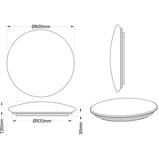 HLW LED LED Plafondlamp - Trion Maan - 40W - Warm Wit 3000K - Dimbaar - Afstandsbediening - Rond - Mat Wit HLW LED LED Plafondlamp - Trion Maan - 40W - Warm Wit 3000K - Dimbaar - Afstandsbediening - Rond - Mat Wit