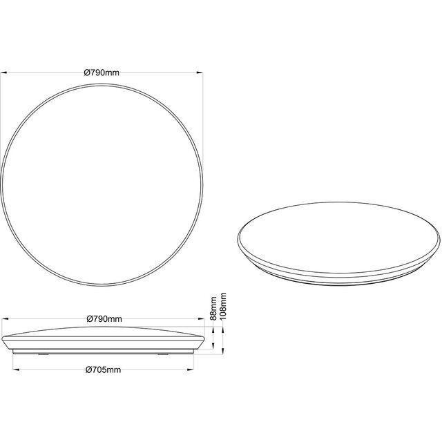 HLW LED LED Ceiling Light - Trion Kilomu - 80W - Adjustable Color - Dimmable - Remote Control - Round - Matte White