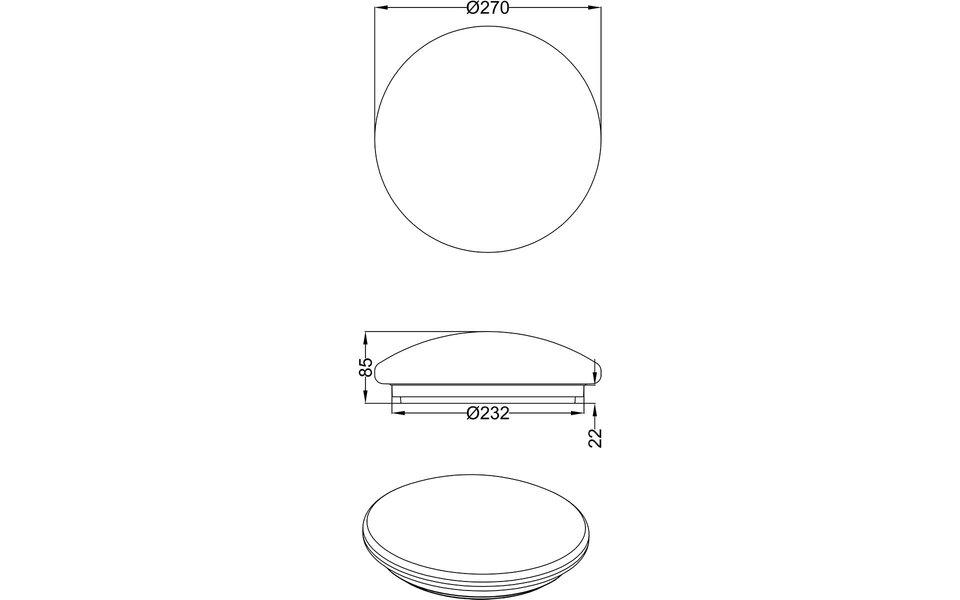 HLW LED LED Ceiling Light - Bathroom Light - Trion Puta - Surface Mounted Round 12W - Splashproof IP44 - Warm White 3000K - Matte White Plastic