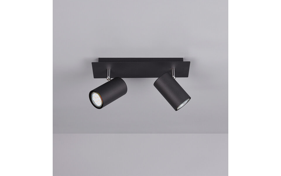 HLW LED LED Plafondspot - Trion Mary - GU10 Fitting - 2-lichts - Rechthoek - Mat Zwart - Aluminium