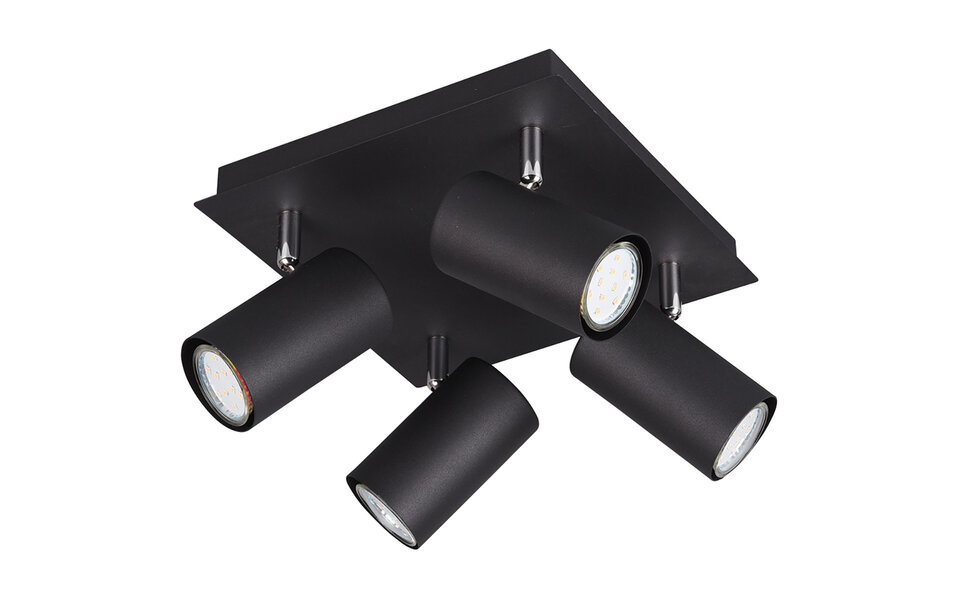 HLW LED LED Ceiling Spotlight - Trion Mary - GU10 Fitting - 4-light - Square - Matte Black - Aluminum HLW LED LED Ceiling Spotlight - Trion Mary - GU10 Fitting - 4-light - Square - Matte Black - Aluminum