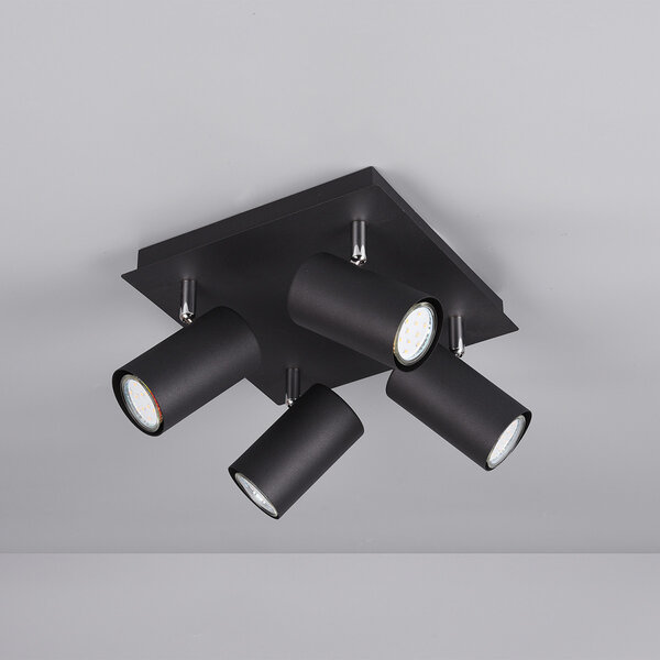 HLW LED LED Plafondspot - Trion Mary - GU10 Fitting - 4-lichts - Vierkant - Mat Zwart - Aluminium HLW LED LED Plafondspot - Trion Mary - GU10 Fitting - 4-lichts - Vierkant - Mat Zwart - Aluminium