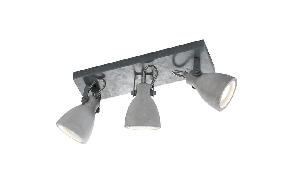 HLW LED LED Plafondspot - Trion Conry - GU10 Fitting - 3-lichts - Rechthoek - Mat Grijs Beton Look - Aluminium
