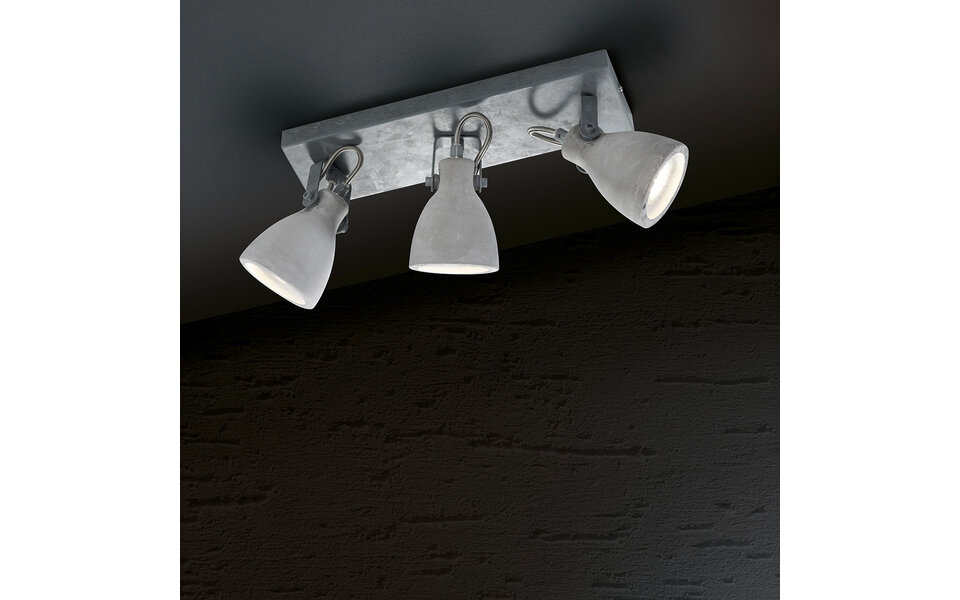 HLW LED LED Plafondspot - Trion Conry - GU10 Fitting - 3-lichts - Rechthoek - Mat Grijs Beton Look - Aluminium