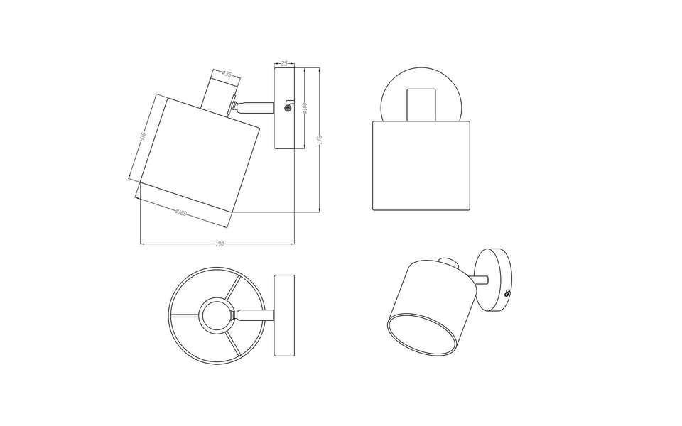 HLW LED LED Wall Spotlight - Wall Lighting - Trion Torry - E14 Fitting - Round - Matte Black - Aluminum