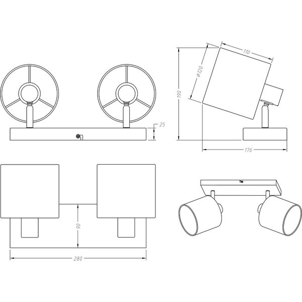 HLW LED LED Plafondspot - Plafondverlichting - Trion Torry - E14 Fitting - 2-lichts - Rechthoek - Mat Zwart - Aluminium HLW LED LED Plafondspot - Plafondverlichting - Trion Torry - E14 Fitting - 2-lichts - Rechthoek - Mat Zwart - Aluminium