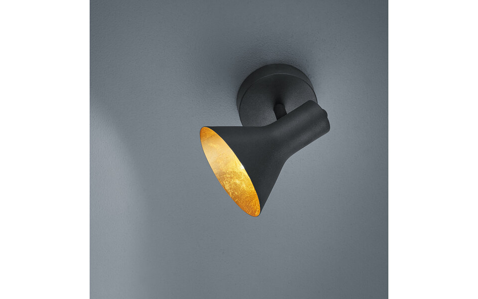 HLW LED LED Ceiling Spotlight - Trion Nana - E14 Fitting - 1-light - Round - Matte Black/Gold - Aluminum