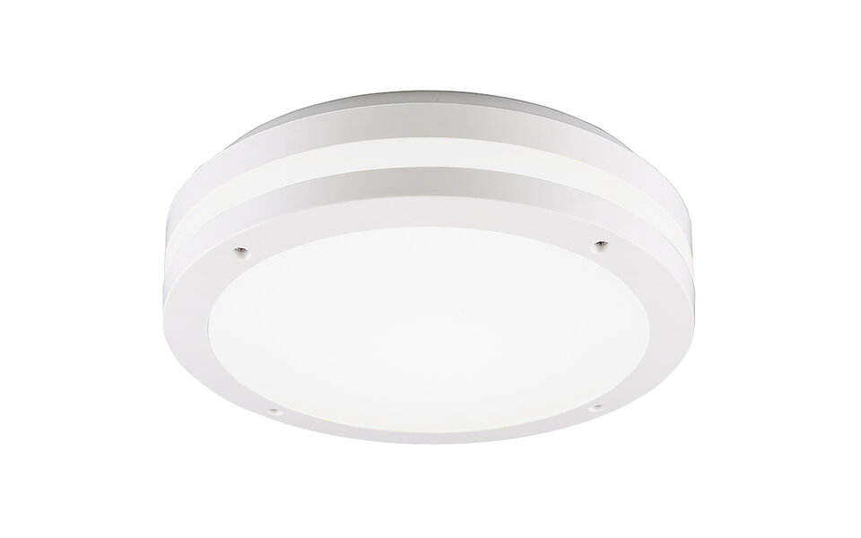 HLW LED LED Ceiling Lamp - Bathroom Lamp - Trion Keraly - Surface Mounted Round - Waterproof - 12W - Warm White 3000K - Matte White - Plastic