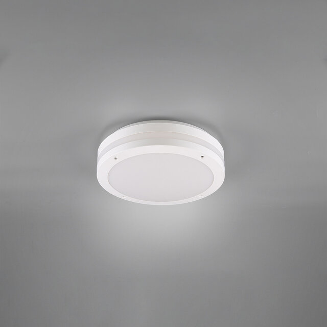 HLW LED LED Ceiling Lamp - Bathroom Lamp - Trion Keraly - Surface Mounted Round - Waterproof - 12W - Warm White 3000K - Matte White - Plastic