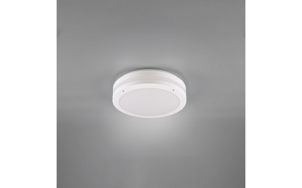 HLW LED LED Ceiling Lamp - Bathroom Lamp - Trion Keraly - Surface Mounted Round - Waterproof - 12W - Warm White 3000K - Matte White - Plastic