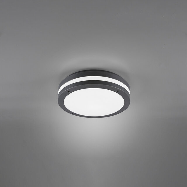 HLW LED LED Ceiling Light - Bathroom Light - Trion Keraly - Surface Mounted Round - Waterproof - 12W - Warm White 3000K - Matte Anthracite - Plastic HLW LED LED Ceiling Light - Bathroom Light - Trion Keraly - Surface Mounted Round - Waterproof - 12W - Warm White 3000K - Matte Anthracite - Plastic