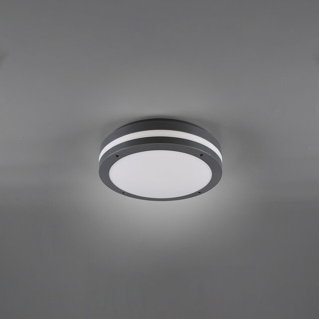 HLW LED LED Ceiling Light - Bathroom Light - Trion Keraly - Surface Mounted Round - Waterproof - 12W - Warm White 3000K - Matte Anthracite - Plastic HLW LED LED Ceiling Light - Bathroom Light - Trion Keraly - Surface Mounted Round - Waterproof - 12W - Warm White 3000K - Matte Anthracite - Plastic