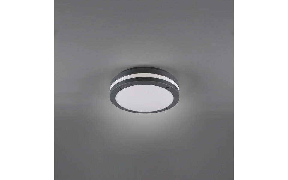 HLW LED LED Plafondlamp - Badkamerlamp - Trion Keraly - Opbouw Rond - Waterdicht - 12W - Warm Wit 3000K - Mat Antraciet - Kunststof HLW LED LED Plafondlamp - Badkamerlamp - Trion Keraly - Opbouw Rond - Waterdicht - 12W - Warm Wit 3000K - Mat Antraciet - Kunststof