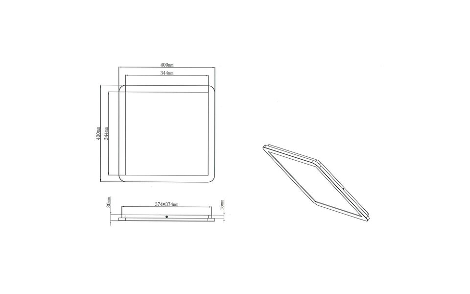 HLW LED LED Plafondlamp - Badkamerlamp - Trion Camy - Opbouw Vierkant 22W - Spatwaterdicht IP44 - Dimbaar - Warm Wit 3000K - Mat Zwart