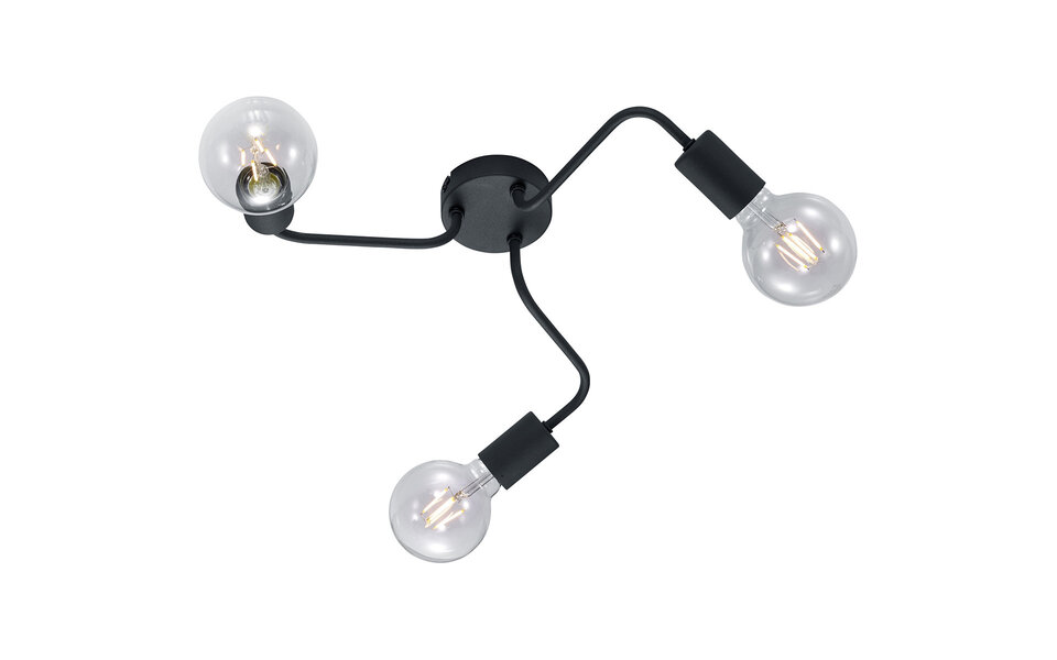 HLW LED LED Plafondlamp - Trion Dolla - E27 Fitting - 3-lichts - Rond - Mat Zwart - Aluminium