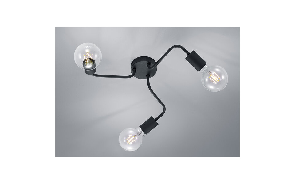 HLW LED LED Ceiling Light - Trion Dolla - E27 Fitting - 3 Lights - Round - Matte Black - Aluminum HLW LED LED Ceiling Light - Trion Dolla - E27 Fitting - 3 Lights - Round - Matte Black - Aluminum