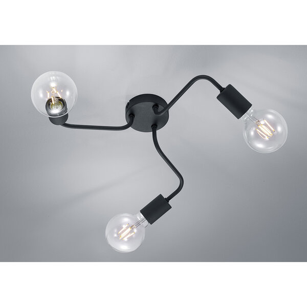 HLW LED LED Plafondlamp - Trion Dolla - E27 Fitting - 3-lichts - Rond - Mat Zwart - Aluminium HLW LED LED Plafondlamp - Trion Dolla - E27 Fitting - 3-lichts - Rond - Mat Zwart - Aluminium