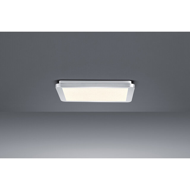 HLW LED LED Ceiling Light - Bathroom Light - Trion Ceaniry - Surface Mounted Square 18W - Splashproof IP44 - Dimmable - Warm White 3000K - Gloss Chrome