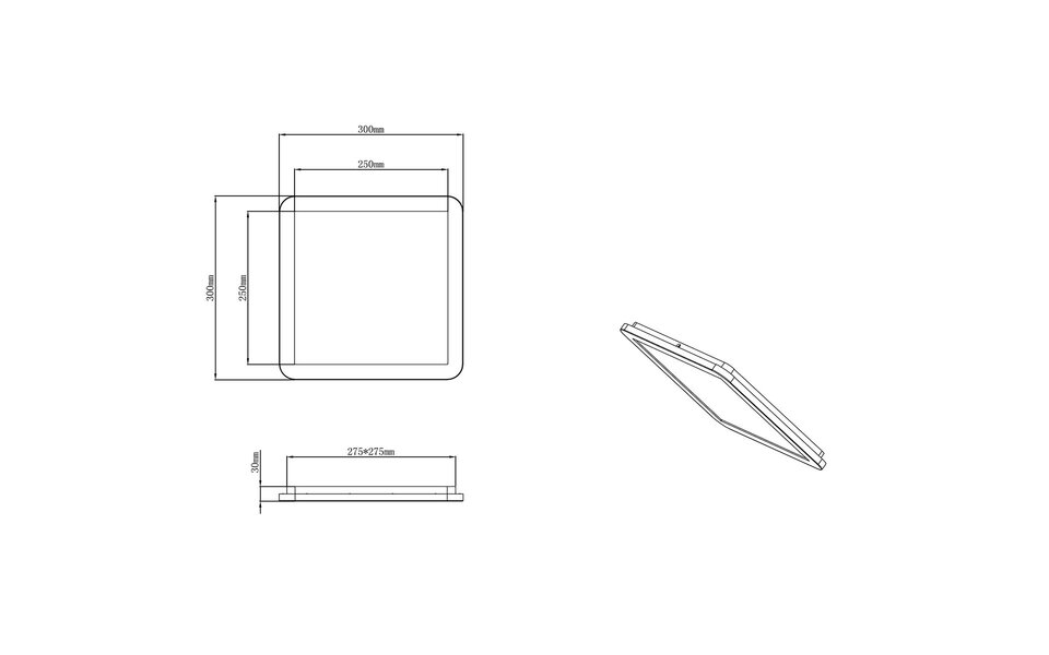 HLW LED LED Ceiling Light - Bathroom Light - Trion Ceaniry - Surface Mounted Square 18W - Splashproof IP44 - Dimmable - Warm White 3000K - Gloss Chrome