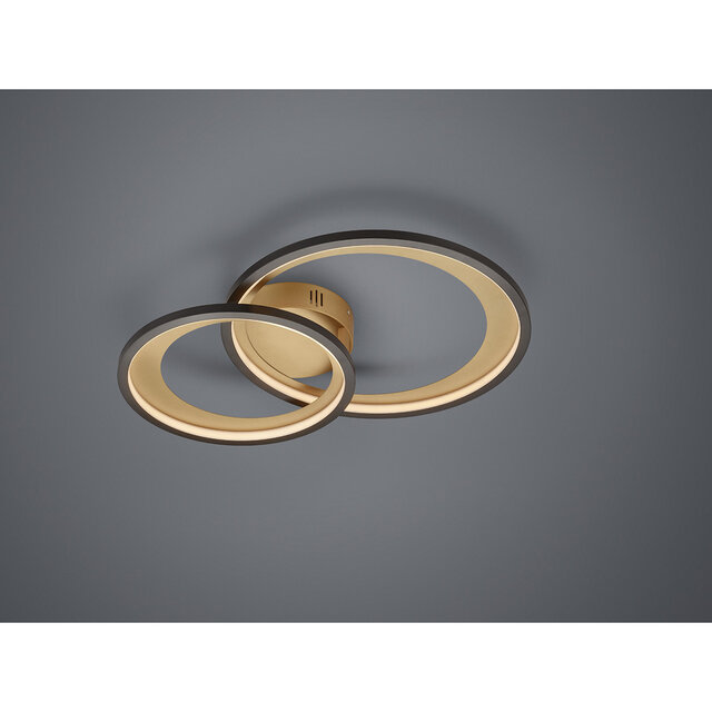 HLW LED LED Plafondlamp - Trion Granity - 29W - Warm Wit 3000K - Dimbaar - Ovaal - Mat Zwart - Aluminium