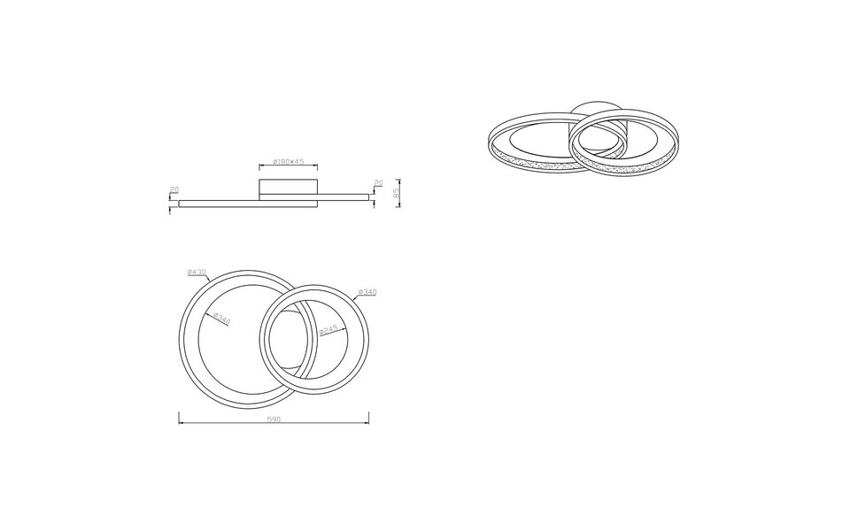 HLW LED LED Plafondlamp - Trion Granity - 29W - Warm Wit 3000K - Dimbaar - Ovaal - Mat Zwart - Aluminium