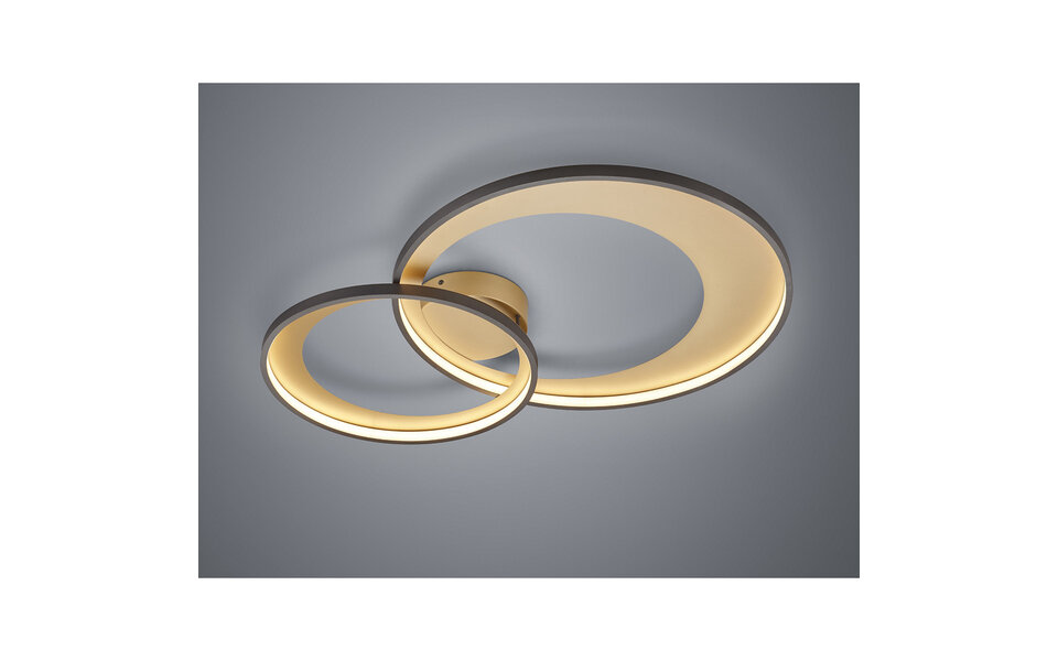 HLW LED LED Plafondlamp - Trion Granity - 36W - Warm Wit 3000K - Dimbaar - Ovaal - Mat Zwart - Aluminium