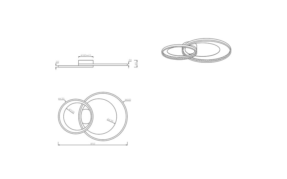 HLW LED LED Plafondlamp - Trion Granity - 36W - Warm Wit 3000K - Dimbaar - Ovaal - Mat Zwart - Aluminium