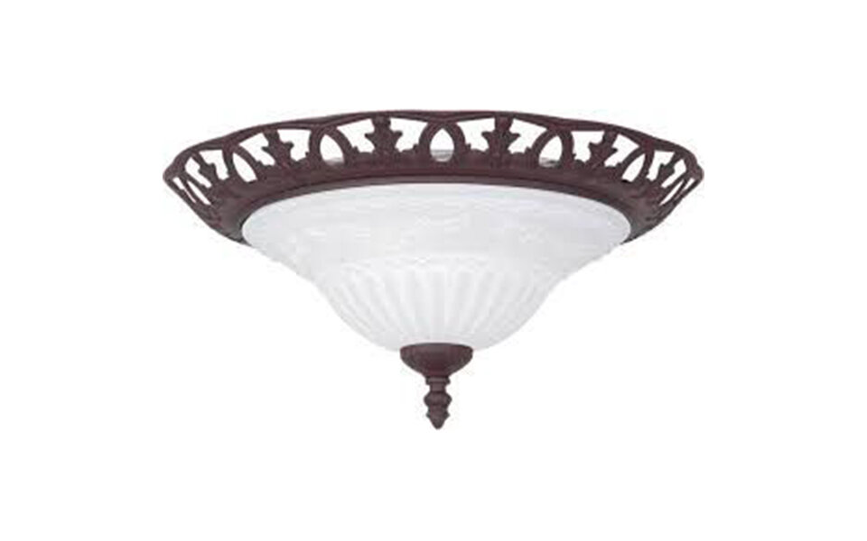 HLW LED LED Ceiling Light - Trion Rustina - Surface Mounted Round - E27 Fitting - 2 Lights - Rust Color - Aluminum