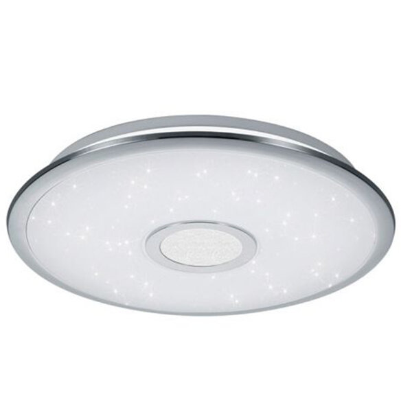 HLW LED LED Plafondlamp - Trion Osirina - 30W - Aanpasbare Kleur - Dimbaar - Afstandsbediening - Rond - Glans Chroom - Kunststof
