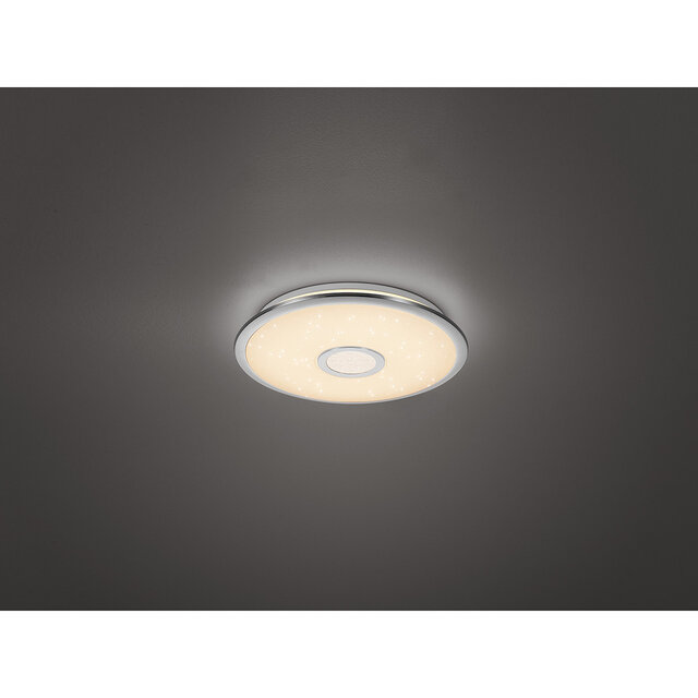 HLW LED LED ceiling light - Trion Osirina - 30W - Adjustable color - Dimmable - Remote control - Round - Gloss chrome - Plastic