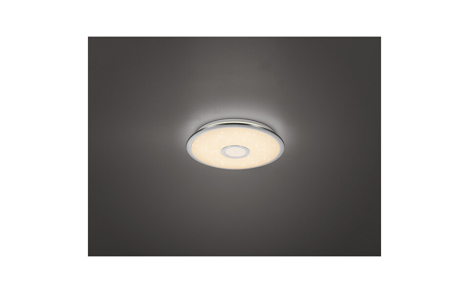 HLW LED LED ceiling light - Trion Osirina - 30W - Adjustable color - Dimmable - Remote control - Round - Gloss chrome - Plastic