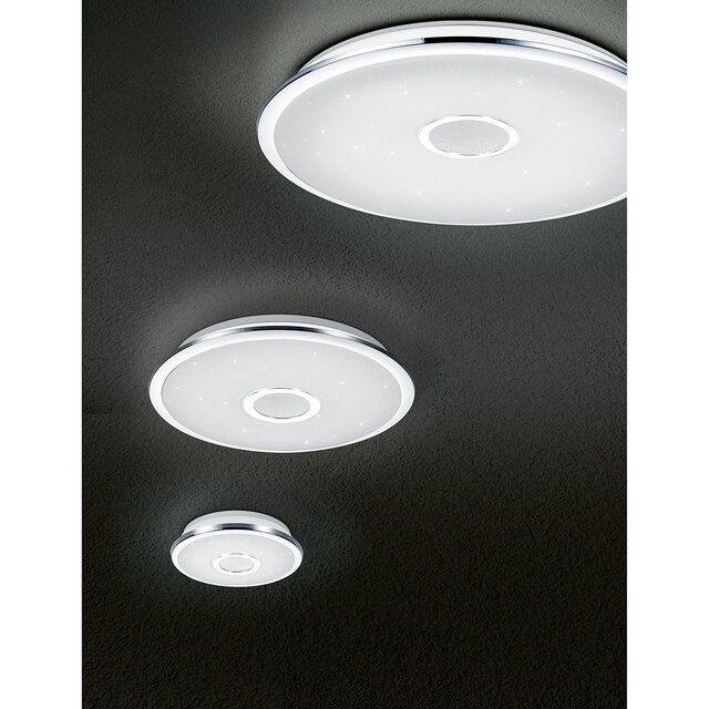 HLW LED LED ceiling light - Trion Osirina - 30W - Adjustable color - Dimmable - Remote control - Round - Gloss chrome - Plastic