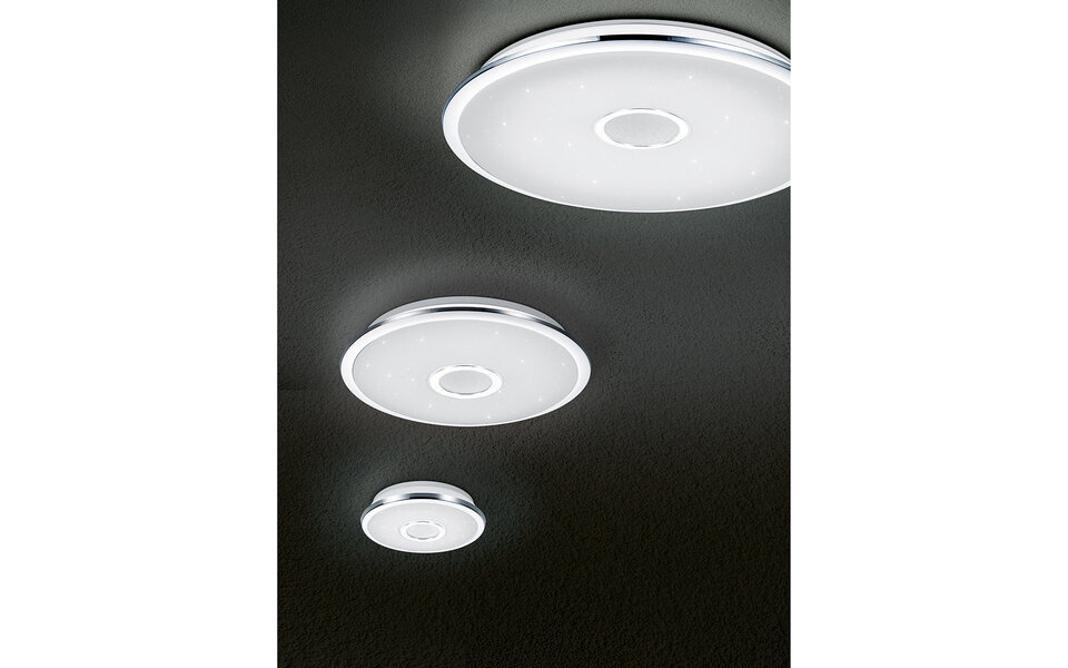 HLW LED LED ceiling light - Trion Osirina - 30W - Adjustable color - Dimmable - Remote control - Round - Gloss chrome - Plastic