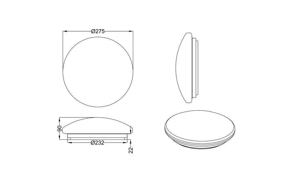 HLW LED LED Ceiling Light - Bathroom Light - Trion Acinoa - Splashproof IP44 - 12W - Natural White 4000K - Round - Matte White