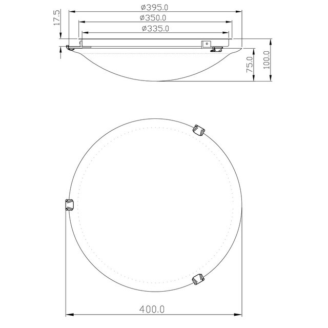 ronde XL LED plafondlamp van mat nikkel met twee E27 fittingen en diameter 40 cm