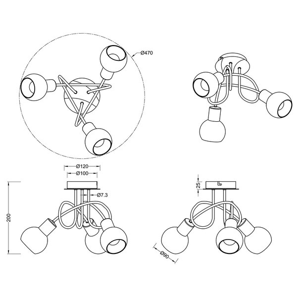 HLW LED LED Plafondspots - Trion Antiniba - E14 Fitting - 3-lichts - Rond - Mat Nikkel - Aluminium HLW LED LED Plafondspots - Trion Antiniba - E14 Fitting - 3-lichts - Rond - Mat Nikkel - Aluminium