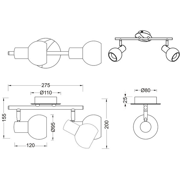 HLW LED LED Plafondspot - Trion Besina - E14 Fitting - 2-lichts - Rond - Mat Nikkel - Aluminium HLW LED LED Plafondspot - Trion Besina - E14 Fitting - 2-lichts - Rond - Mat Nikkel - Aluminium