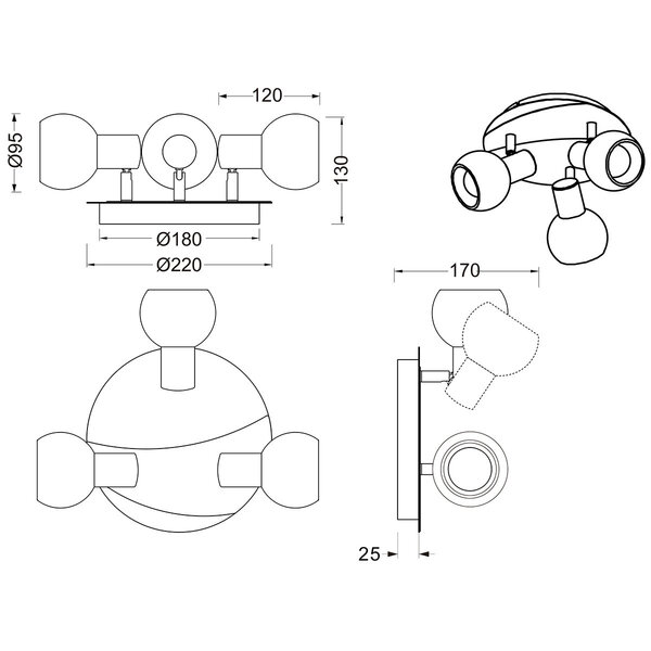HLW LED LED Plafondspot - Trion Besina - E14 Fitting - 3-lichts - Rond - Mat Nikkel - Aluminium HLW LED LED Plafondspot - Trion Besina - E14 Fitting - 3-lichts - Rond - Mat Nikkel - Aluminium