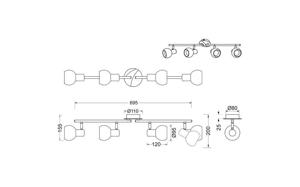 HLW LED LED Plafondspot - Trion Besina - E14 Fitting - 4-lichts - Rond - Mat Nikkel - Aluminium HLW LED LED Plafondspot - Trion Besina - E14 Fitting - 4-lichts - Rond - Mat Nikkel - Aluminium
