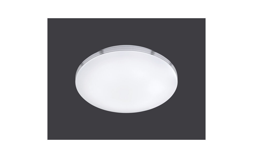 HLW LED LED Ceiling Light - Bathroom Light - Trion Apity - Surface Mounted Round 24W - Splashproof IP44 - Dimmable - Warm White 3000K - Gloss Chrome - Aluminum