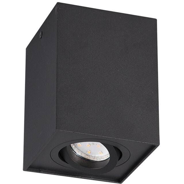 mat zwarte verstelbare LED plafondspot met GU10 fitting en maximaal 35W vermogen mat zwarte verstelbare LED plafondspot met GU10 fitting en maximaal 35W vermogen