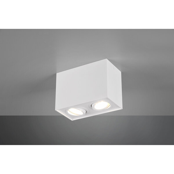 HLW LED LED Plafondspot - Trion Bisqy - GU10 Fitting - 2-lichts - Rechthoek - Mat Wit - Aluminium HLW LED LED Plafondspot - Trion Bisqy - GU10 Fitting - 2-lichts - Rechthoek - Mat Wit - Aluminium