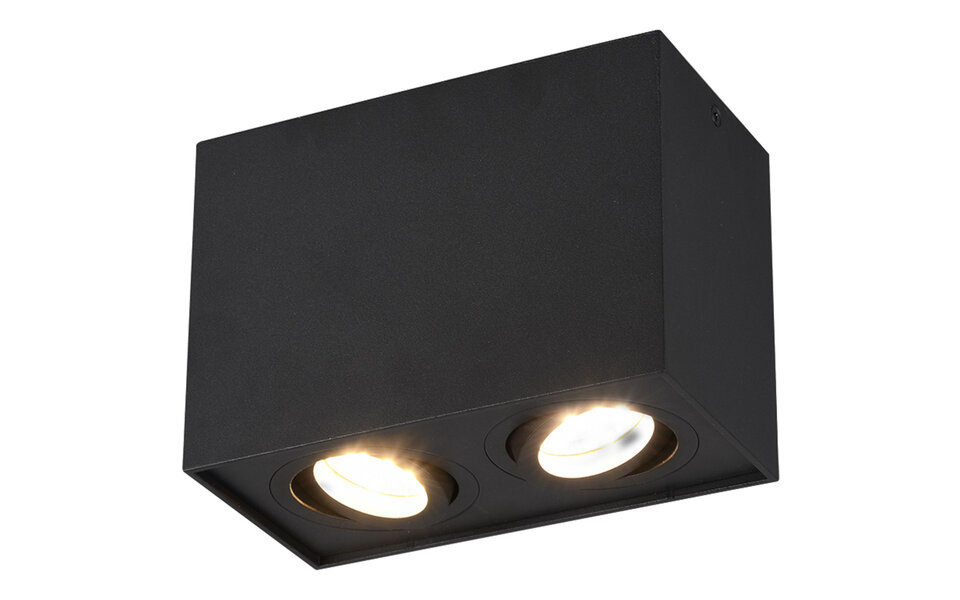 HLW LED LED Ceiling Spotlight - Trion Bisqy - GU10 Fitting - 2-light - Rectangular - Matte Black - Aluminum HLW LED LED Ceiling Spotlight - Trion Bisqy - GU10 Fitting - 2-light - Rectangular - Matte Black - Aluminum