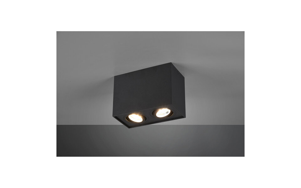 HLW LED LED Ceiling Spotlight - Trion Bisqy - GU10 Fitting - 2-light - Rectangular - Matte Black - Aluminum HLW LED LED Ceiling Spotlight - Trion Bisqy - GU10 Fitting - 2-light - Rectangular - Matte Black - Aluminum