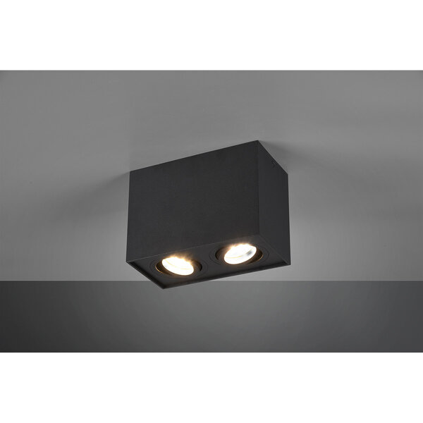 HLW LED LED Plafondspot - Trion Bisqy - GU10 Fitting - 2-lichts - Rechthoek - Mat Zwart - Aluminium HLW LED LED Plafondspot - Trion Bisqy - GU10 Fitting - 2-lichts - Rechthoek - Mat Zwart - Aluminium