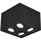 HLW LED LED Ceiling Spotlight - Trion Bisqy - GU10 Fitting - 4 Lights - Square - Matte Black - Aluminum