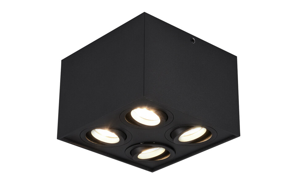 HLW LED LED Plafondspot - Trion Bisqy - GU10 Fitting - 4-lichts - Vierkant - Mat Zwart - Aluminium
