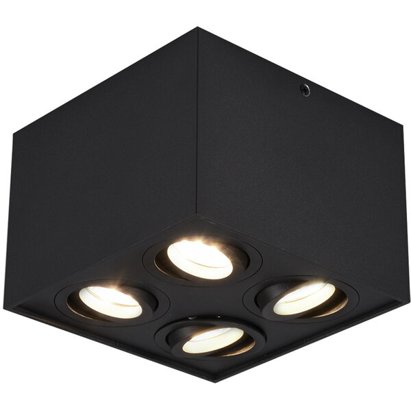HLW LED LED Plafondspot - Trion Bisqy - GU10 Fitting - 4-lichts - Vierkant - Mat Zwart - Aluminium HLW LED LED Plafondspot - Trion Bisqy - GU10 Fitting - 4-lichts - Vierkant - Mat Zwart - Aluminium